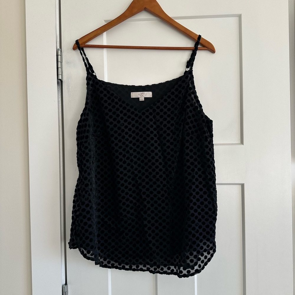 LOFT Black Polka Dot Camisole Top 14 Plus